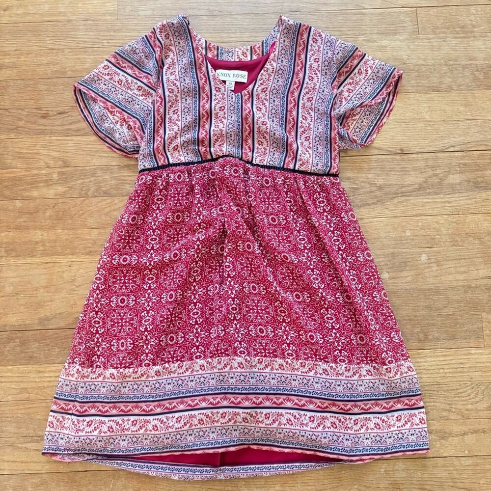 Knox Rose rust blue cap sleeve a-line mini dress size XS
 b37